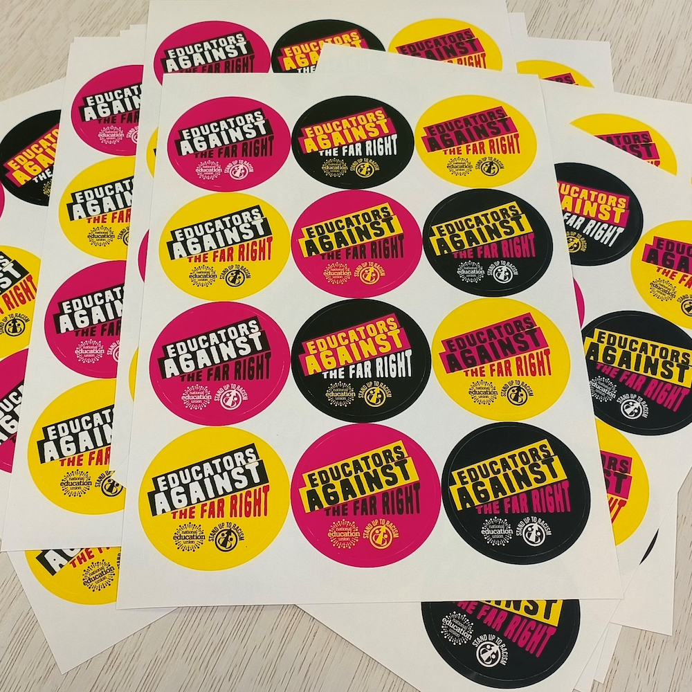 Educators against the far right stickers (20 sheets)