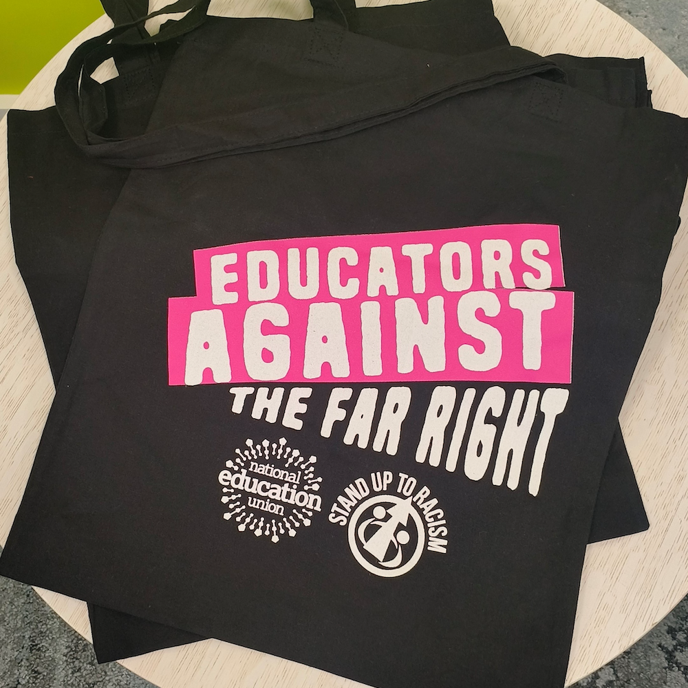 Educators against the far right tote bag